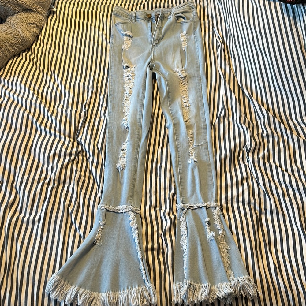 High rise flare jeans. Jazz denim.